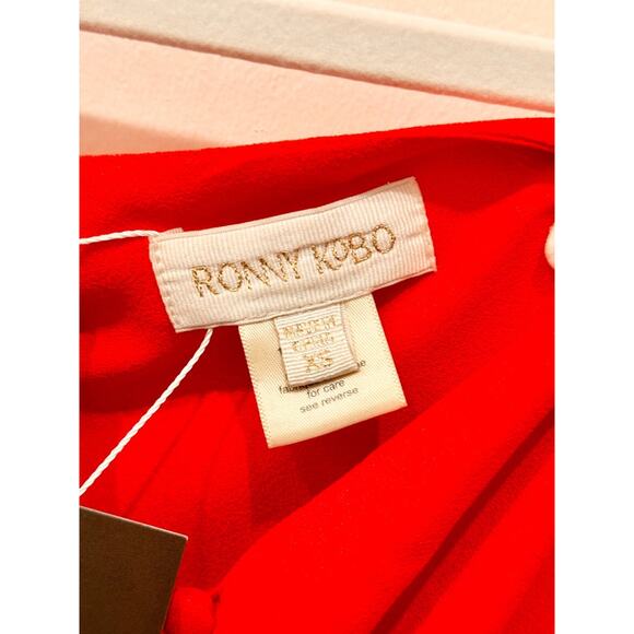 Ronny Kobo Dinamara High Waisted Midi Fringe Wrap Skirt Tangerine Women's XS - Picture 6 of 7